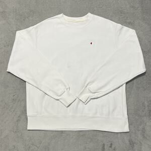 Champion Sweatshirt Mens L White Embroider C Logo PD Reverse Weave Crew Neck
